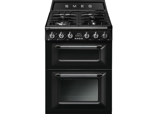 _RABAT_ | wysyłka 24H* | Kuchnia z płytą gazową SMEG TR62BL czarny | 60cm | emalia Ever Clean | linia VICTORIA | + GRATIS blender BLF03BLEU