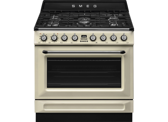 _RABAT_ | Kuchnia z płytą gazową SMEG TR90GPP kremowy | 90cm | czyszczenie pyroliza | linia VICTORIA | + GRATIS robot SMF05BLEU