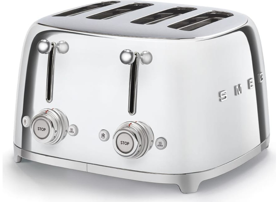 _RABAT_ | Toster na 4 kromki SMEG TSF03SSEU srebrny | 4 kieszenie | linia 50's STYLE