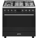 _RABAT_ | Kuchnia z płytą gazową SMEG C95GMCMB2 czarny mat | 90cm | czyszczenie parowe | linia SYMFONIA | + GRATIS blender BLF03BLEU