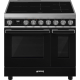 _RABAT_ | Kuchnia z płytą indukcyjną SMEG CPF92IMBL czarny | 90cm | czyszczenie parowe | linia PORTOFINO | + GRATIS robot SMF05BLEU