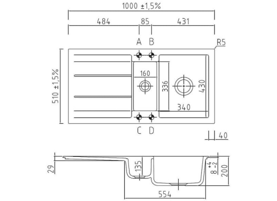 Wkładka ociekowa SystemCeram stalowa 838 | 1/3 perforowana 100mm do MERA 24, MERA 16-U, GENEA 100 (SYS-838)