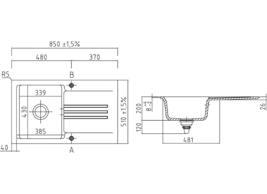 Zlew SystemCeram GENEA 60 TITAN 78 (50970178)