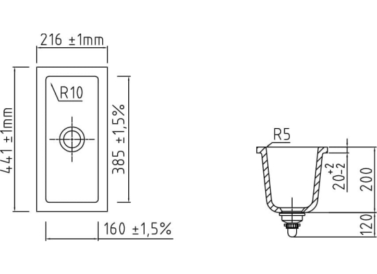 Zlew SystemCeram KARA 51-F/O LAVA 80 (51030180)