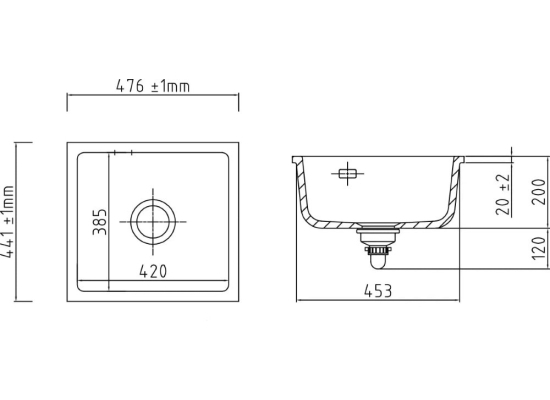 Zlew SystemCeram MERA 39 SATIN 20 (50610120)