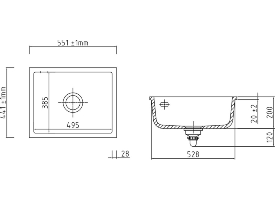 Zlew SystemCeram MERA 39-F/O TITAN 78 (51610178)