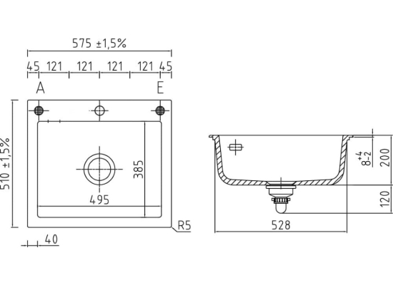 Zlew SystemCeram MERA 39-F/O ALU 76 (51610176)