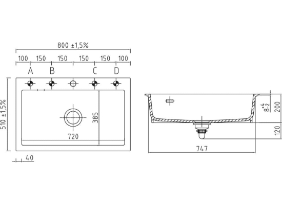 Zlew SystemCeram MERA 51-F/O FANGO 23 (51010123)