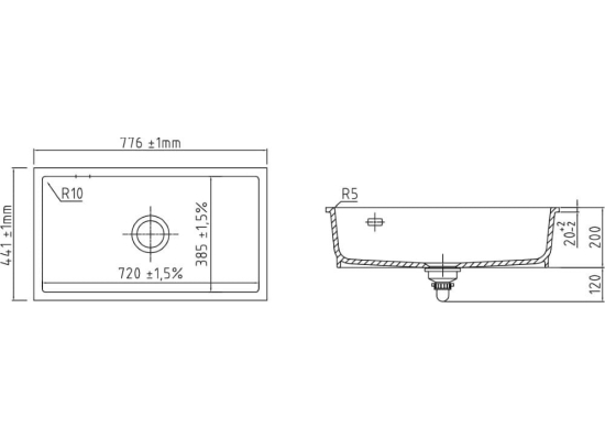 Zlew SystemCeram MERA 57 TITAN 78 (50570178)