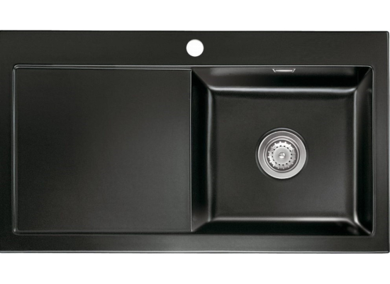 Zlew SystemCeram MERA 90 | komora PRAWA | NERO 68 (czarny połysk) (50740168)