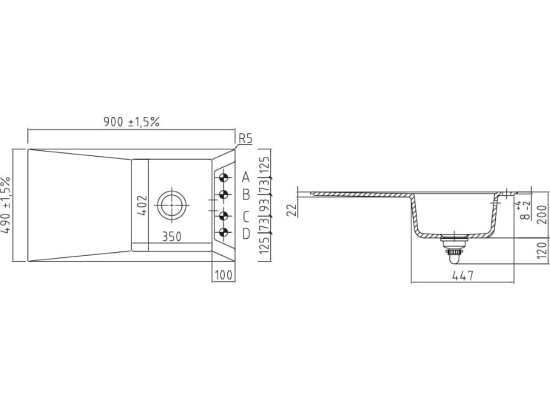 Zlew SystemCeram MERA DOUBLE | komora LEWA | ALU 76 (50790176)