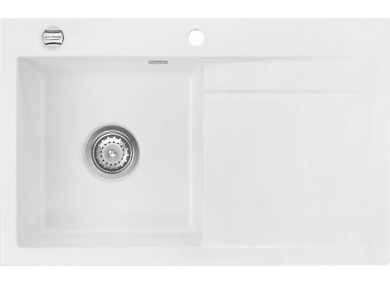 Zlew SystemCeram STEMA 80 | komora LEWA | POLAR 13 (biały mat) (50550113)