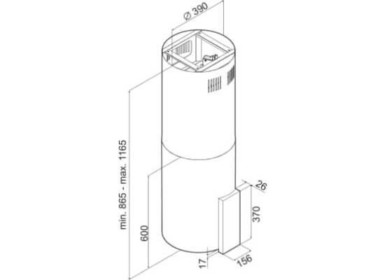 Okap wyspowy VDB TUBE GLASS ISLA INOX